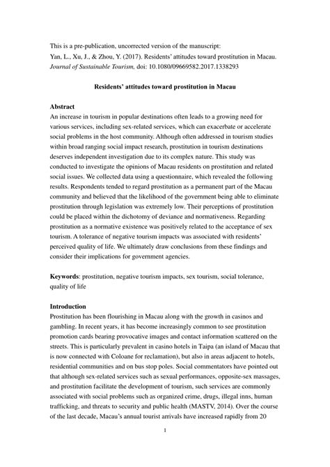 macau prostitution|Residents’ attitudes toward prostitution in Macau.